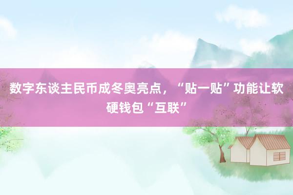 数字东谈主民币成冬奥亮点，“贴一贴”功能让软硬钱包“互联”